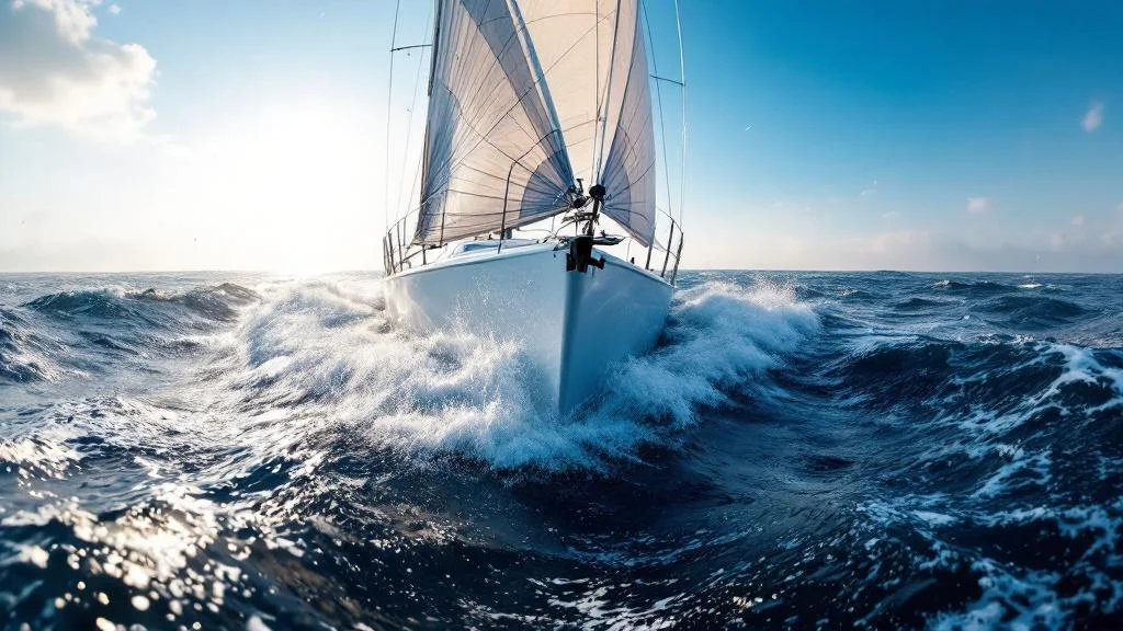 Segelyacht pflügt durch die Wellen